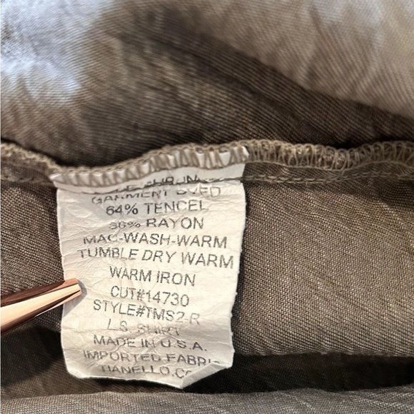 Tianello by Steve Barraza Shirt Men's Size Small Brown Button Up Long Sleeve - Picture 4 of 4